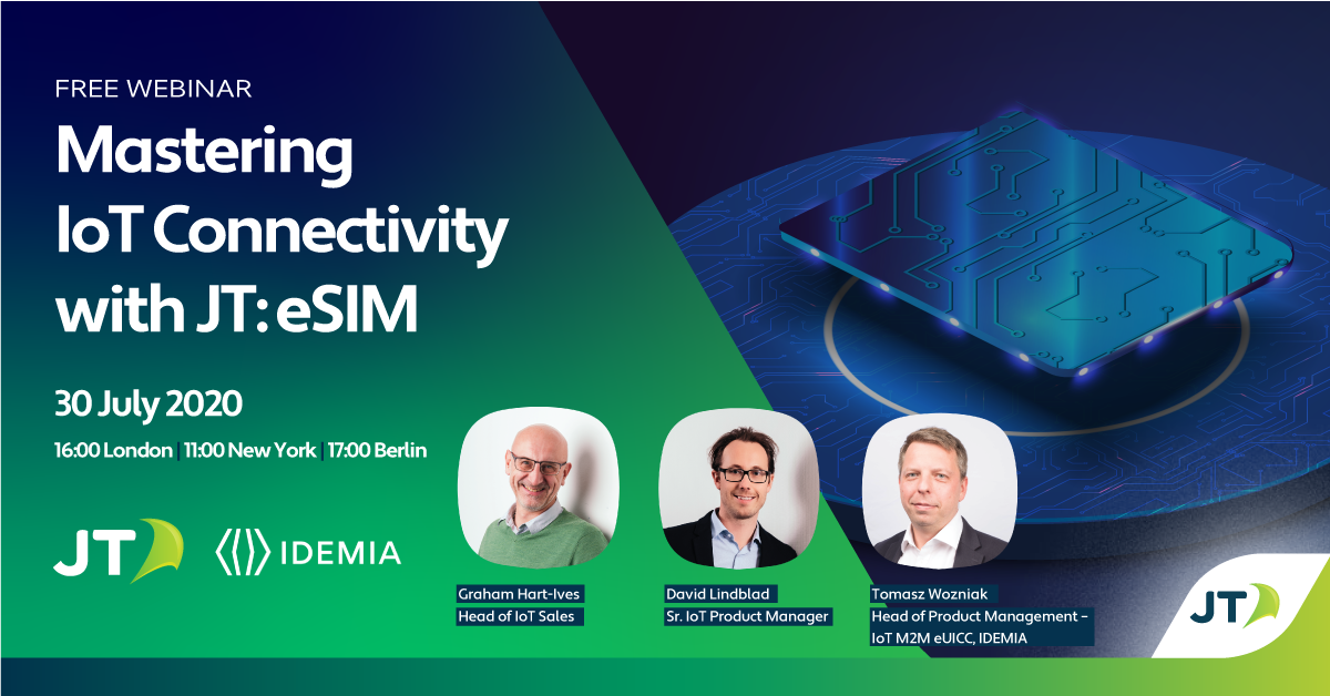 jt_business's tweet photo. For our next #eSIM #webinar session, we will be joined by @IdemiaGroup's Head of Product Management – #IoT M2M eUICC Tomasz Wozniak. Join us on 30 July at 16:00 London time. Register for free, here: https://t.co/mCLX9F06oV

#Connectivity #AugmentedIdentity @David_Lindblad https://t.co/1PRGBm6p7j