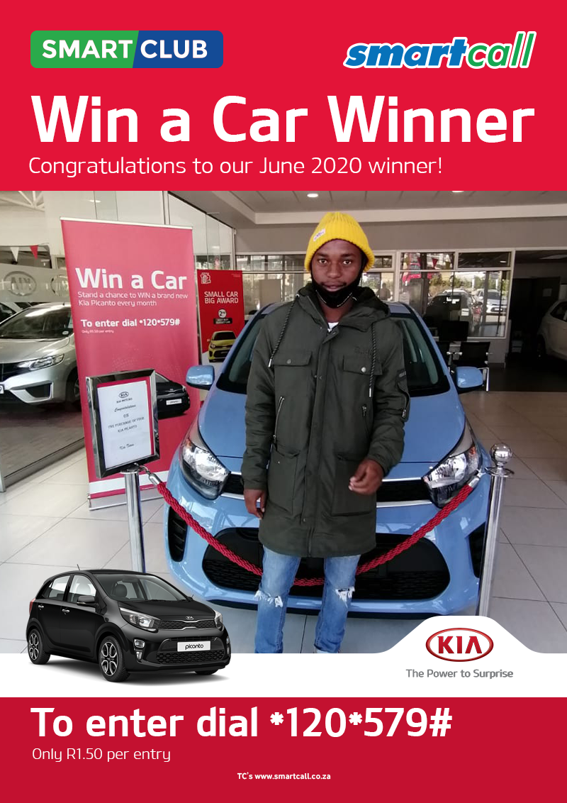 SmartcallVSP2's tweet photo. Congratulations to our June winner Mr. K. Chunguane on winning a brand new KIA Picanto.

You could be the next lucky winner! Enter daily for a chance to win in August. #Smartcallwinacar https://t.co/bsHAvcWviZ