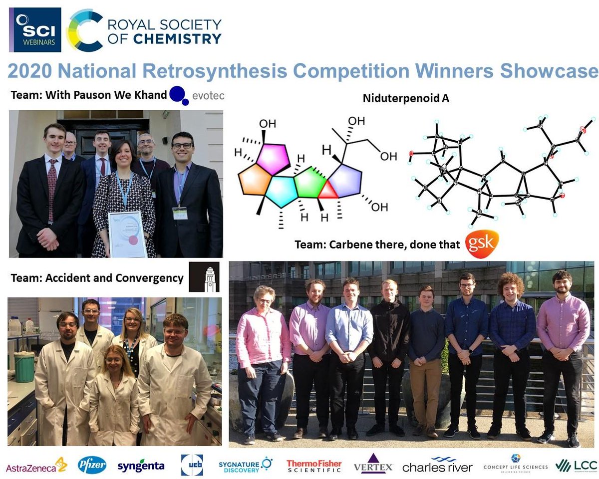 SCIupdate's tweet image. Don’t forget to dial into tomorrow&apos;s Special SCI Webinar Session at 15:00 on Tuesday 21th July. We’ll be Showcasing the Winners of the 2020 National Retrosynthesis Competition from 
@UniversityLeeds @GSK and @Evotec

#SCIWebinar #retrosynthesis #organicsynthesis #organicchemistry