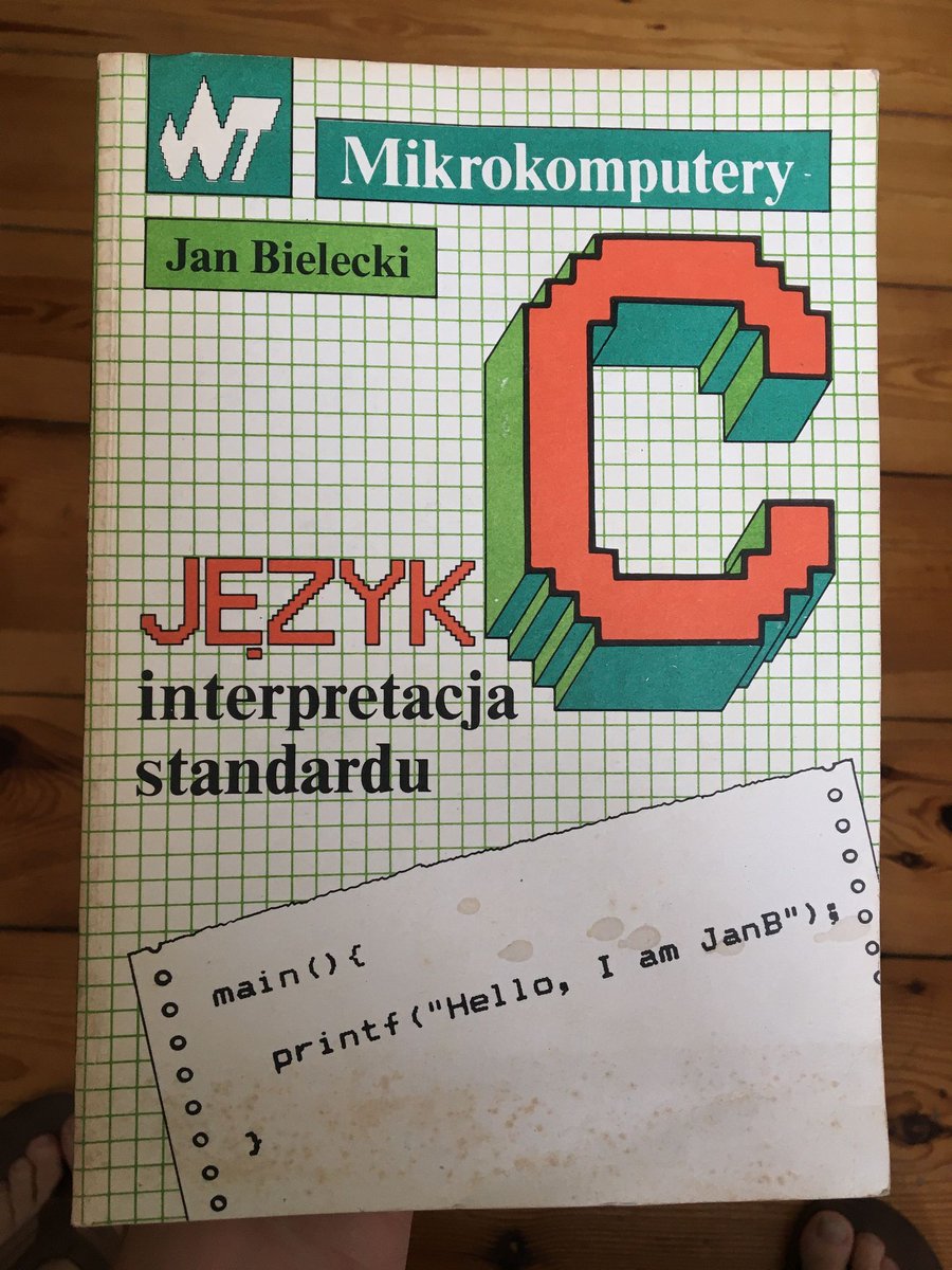 Sosowski's tweet image. I found it! The book of ugliest C! It's a 1987 book teaching you how to stretch the standard to write the ugliest possible C code. The book is in Polish, but check out these code examples!