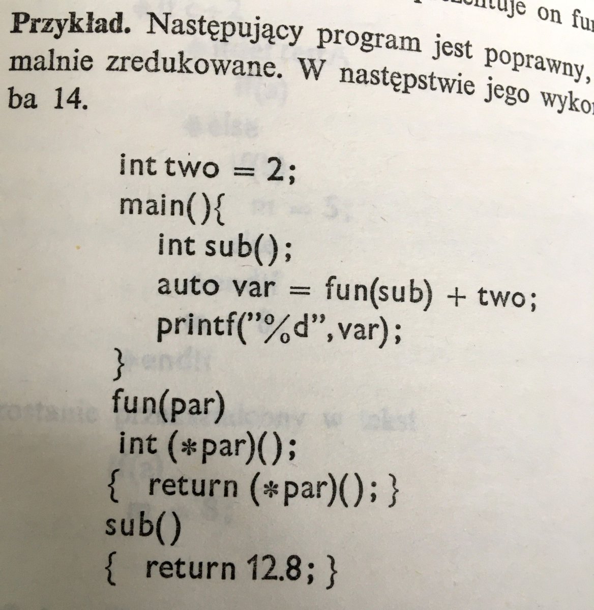 Sosowski's tweet image. I found it! The book of ugliest C! It's a 1987 book teaching you how to stretch the standard to write the ugliest possible C code. The book is in Polish, but check out these code examples!