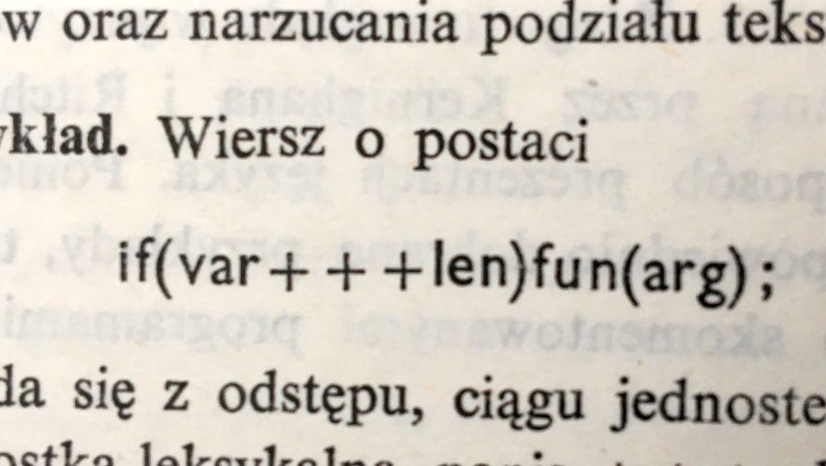 Sosowski's tweet image. I found it! The book of ugliest C! It's a 1987 book teaching you how to stretch the standard to write the ugliest possible C code. The book is in Polish, but check out these code examples!