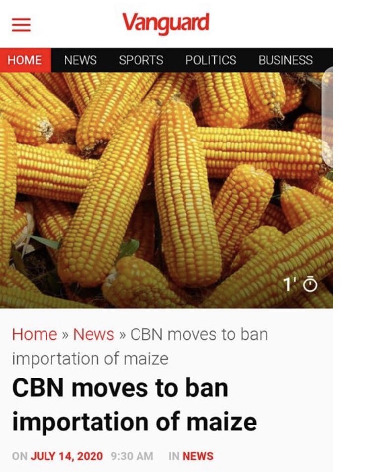 So days ago, the Nigerian Government added maize importation into the "banned list" and this is with the promise that local production of maize can be allowed to improve in the absence of foreign competition.