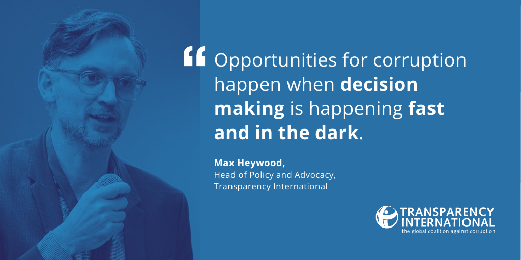 anticorruption's tweet photo. “Opportunities for corruption happen when decision making is happening fast and in the dark. During a crisis you can make a decision with not enough checks and ideally when no one knows about it.” - @maxheywood. >> https://t.co/Cm5Ey5NwSN https://t.co/0DrSN8NkJY