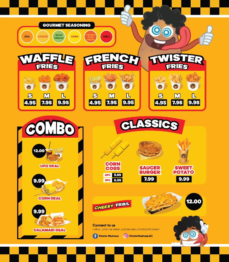 gwvps's tweet photo. Wassup mga Patatas? 🥔
Sharing a recent work for Potato Madness based in Gold Coast, Australia 🇦🇺
Westley Sicangco wanted a professional, modern, and minimalist menu for his line of work. 
Be sure to check out their page Potato Madness 👍 https://t.co/A3YZ2PBvM8