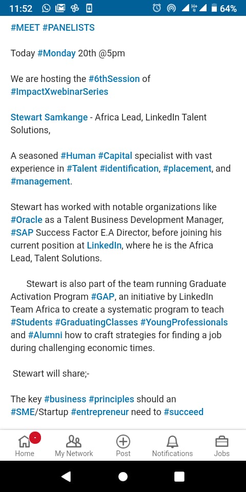 NumeraConsult's tweet photo. #ImpactXwebinarSeries
#Today Monday 20th July@5PM

#MeetThePanelists

@StewartSamkange 

#NumeraConsult
AboveTheNorm
CC @AjiryKE @MwanaaRegina https://t.co/KRw6Lr7qYz