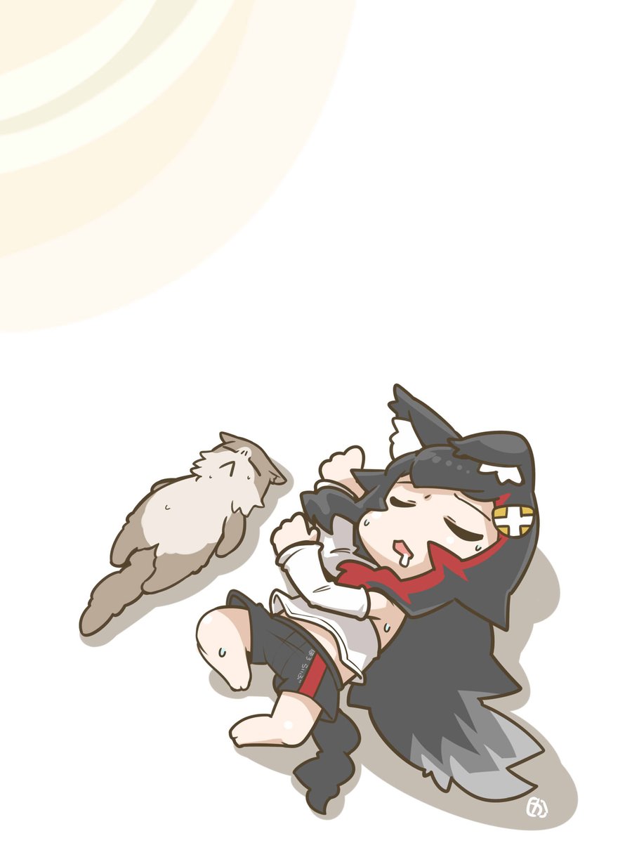 ookami mio 1girl animal ears wolf ears black hair wolf girl wolf tail chibi  illustration images