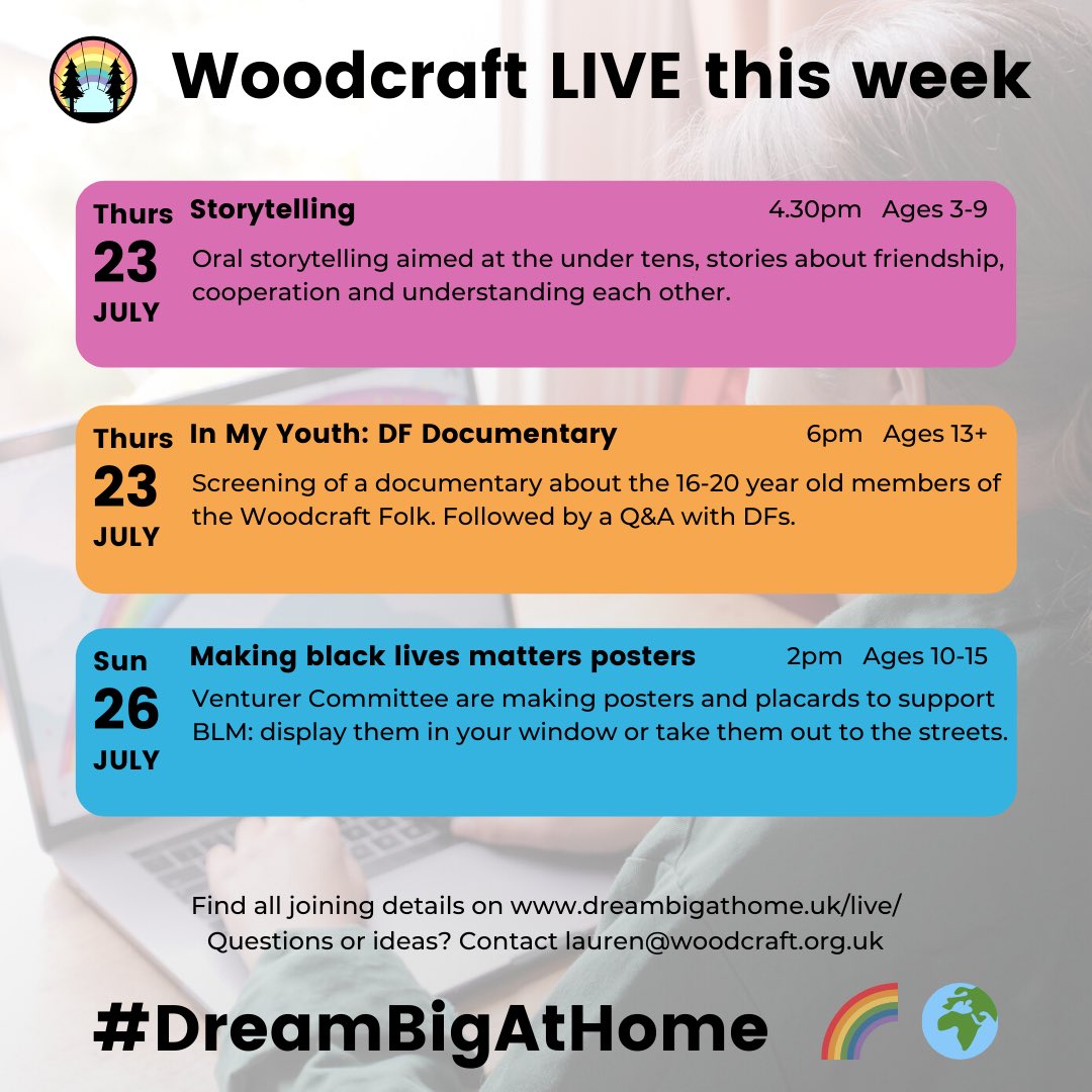 woodcraftfolk's tweet photo. A fantastic weekend delivering sessions at the online Tolpuddle festival! Hope all who took part had a great time. Coming up this week! Find all joining details and more information as well as other activities to get the summer holidays kickstarted at https://t.co/GQ9OsqlStg https://t.co/dxe6gTUYuc