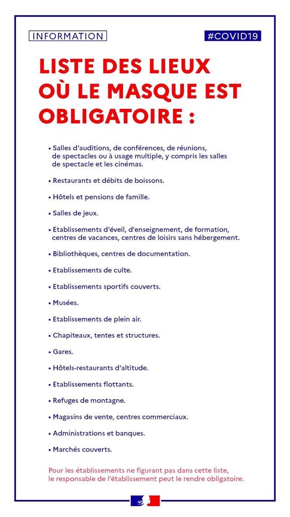 À compter de ce lundi 20 juillet, dans les agences #pôleemploi, le port du masque est obligatoire.