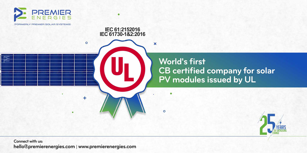 PremierEnergies's tweet photo. As the Worldโs First CB Certified company for Solar PV Modules Issued by UL, we are tested and trusted to power energies for tomorrow.ย ย
#PremierEnergies #25YearsOfEnergizingChange #CBCertified #SolarPVModule #RenewableEnergy #SolarEnergy https://t.co/NKl13PdIsd