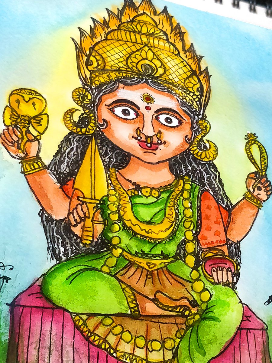 Kharathbumar's tweet photo. ✨புன்னைநல்லூர் மாரியம்மன் ✨
.
#doodle #illustration #aadi #mariyamman #art #watercolor #instaart #artistsoninstagram #illustratorsoninstagram https://t.co/rvD6GTCKH9