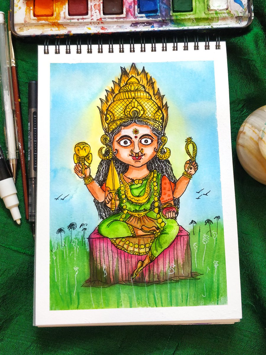 Kharathbumar's tweet photo. ✨புன்னைநல்லூர் மாரியம்மன் ✨
.
#doodle #illustration #aadi #mariyamman #art #watercolor #instaart #artistsoninstagram #illustratorsoninstagram https://t.co/rvD6GTCKH9