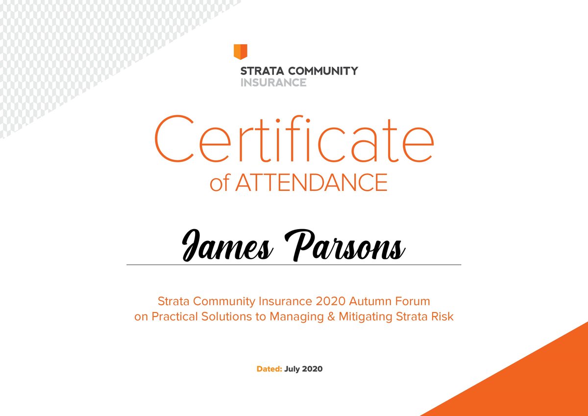 SCInsure's tweet image. Congratulations to the first strata community insurance participants that have completed the Autumn forum 2020. Strata Community Insurance is proud to partner with strata managers. Your certificates are on their way, thank you for your contribution. #stratamanagement #strata