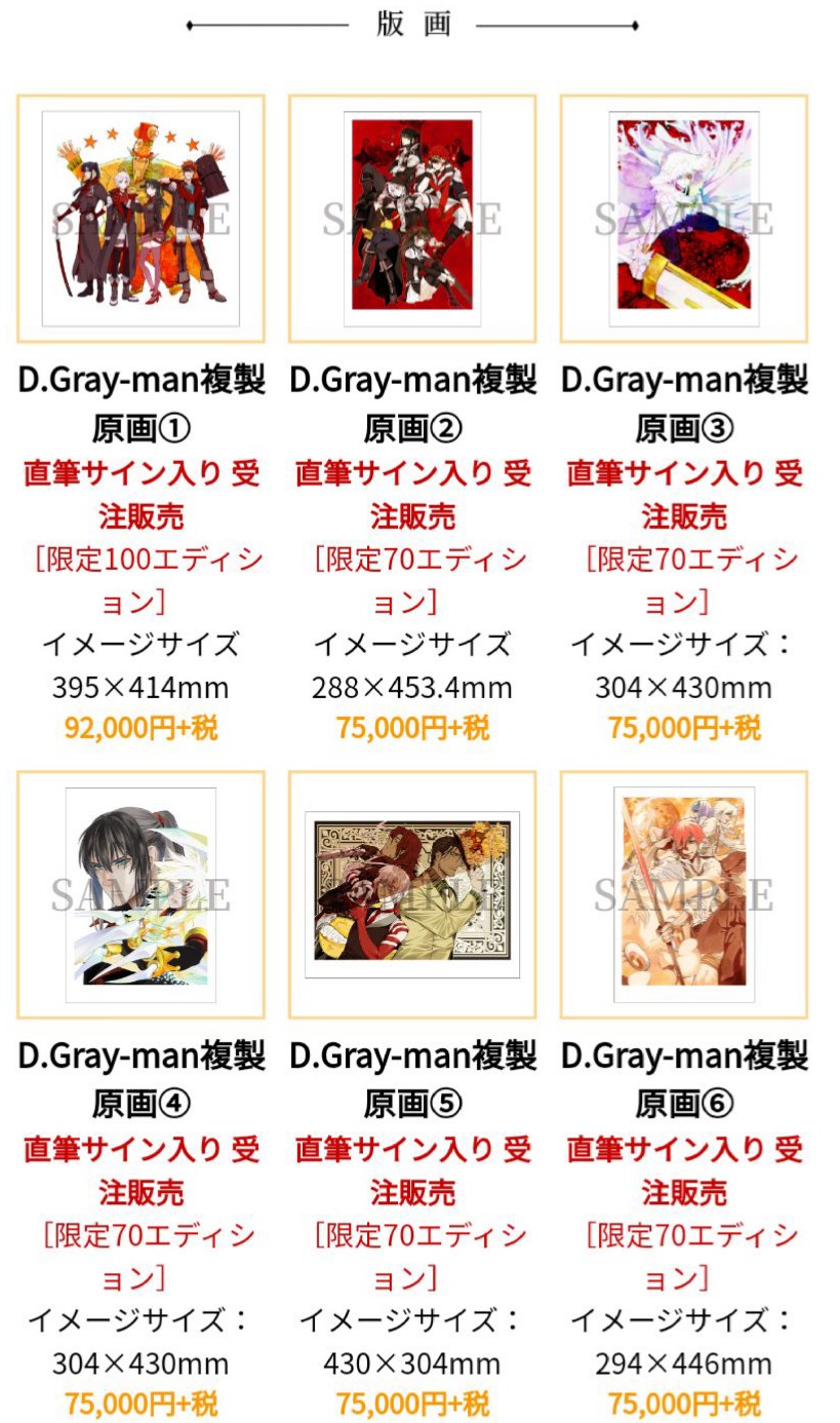 直筆サイン入り】D.Gray-man 大人気 複製原画 Dグレ 原画展