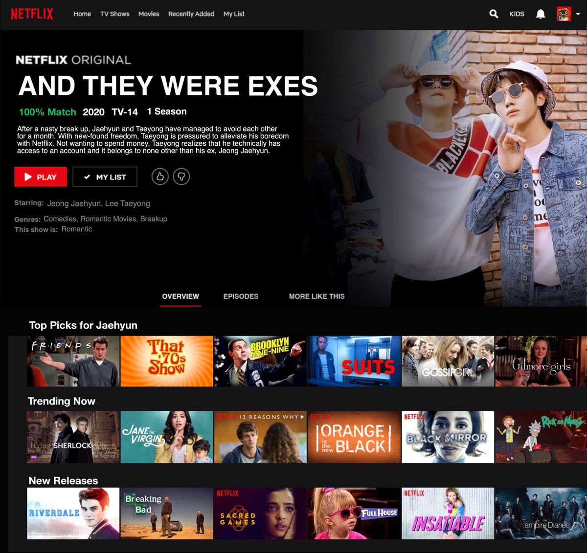 yongslider's tweet photo. jaeyong au - where jaehyun and taeyong have broken up but taeyong still uses jaehyun’s netflix account because he’s a smart and broke boy. https://t.co/VYiw2cFwxo