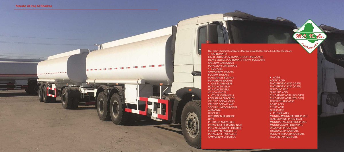 MarabaAliraq's tweet photo. Our main Chemical categories that are provided for our oil industry clients are:
· CARBONATES
· SULFATES
· GAS SCAVENGERS
· ACIDS
· PHOSPHATES
· OTHER CHEMICALS

#mik2020 #maraba_aliraq_alkhadhraa #oilfield #logisticscompany #chemicals #chemicalsupplying https://t.co/PG4d02utJD