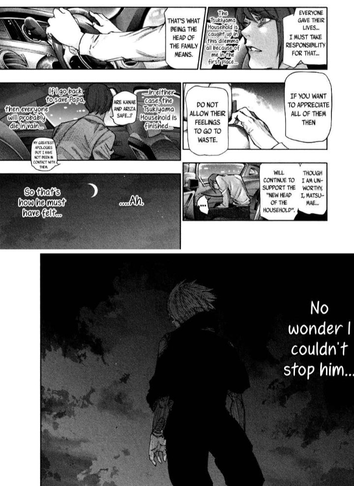 This was cool. Tsukiyama reflecting on how strong Kaneki was back then plus this man just jumping out the window