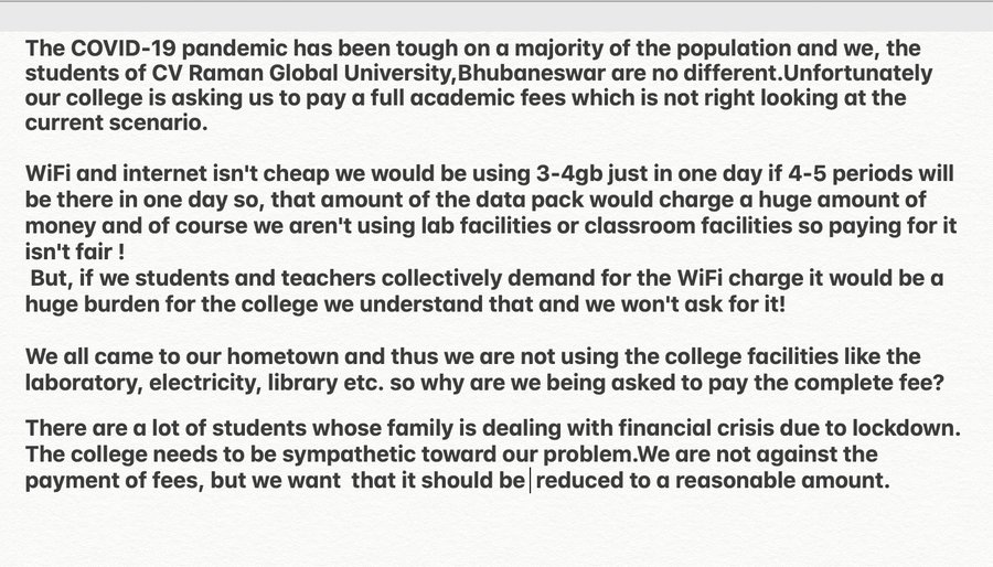 I_m_Nayak29's tweet photo. #StudentsLivesMatters 
#FeesKamKarona 
@otvnews @PMOIndia @Kalingatv @NEWS7Odia @prameyaodia @CVRGI_Twitt  @sambad_odisha @News18Odia @republic https://t.co/8nDyUYukUW