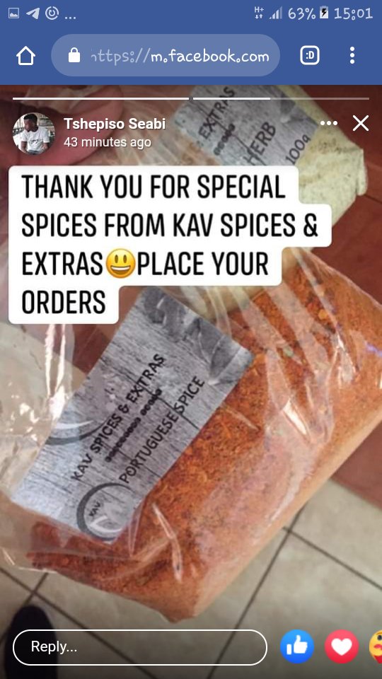 mgcinak's tweet photo. Hi Guys
I am selling Spices and Herbs at R10.00 per 50g and R15.00 per 100g. We deliver around Pta,Midrand ,Tembisa,JHB n Soweto.For orders Dm/contact me on 0788604477.
I am asking for your support guys.
#Shaka
#jacuzzi
#entanglement
#Uyajola99Sundays
Angie
#KAVSPICES&EXTRAS https://t.co/qt3NZpqUtB