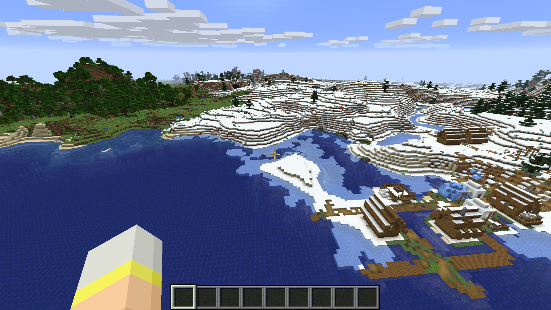 Gummy Madacuel Pixivリク受付けてます 久々にマイクラやったら良いシード値見つけた Seed Ver w29a Snapshot 平原が初期地で 周りには雪原 森 海 覆われた森 丘陵 湿地 白樺があって初期地から徒歩１分の所に雪原の村がある