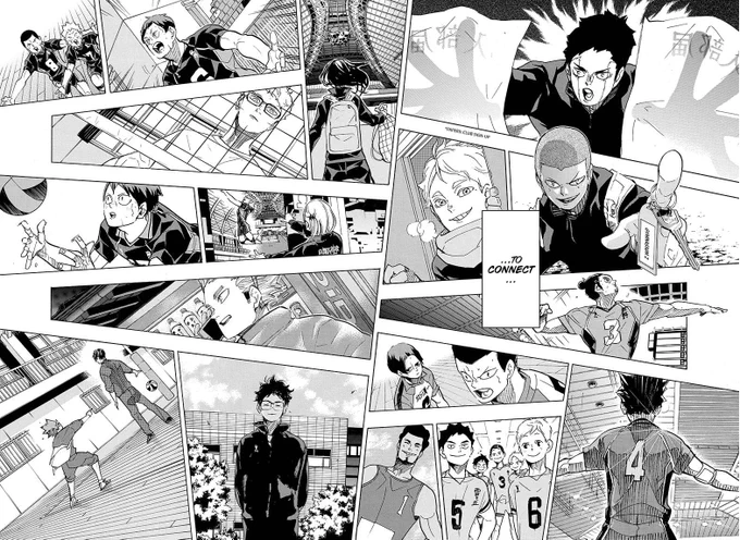 #haikyuu402 

now... this spread page ABSOLUTELY K*LLED ME!!!!! the nostalgic wave of Karasuno moments and memories has had me ASCENDED ??????? I'LL LOVE THEM UNTIL THE DAY I D-WORD 