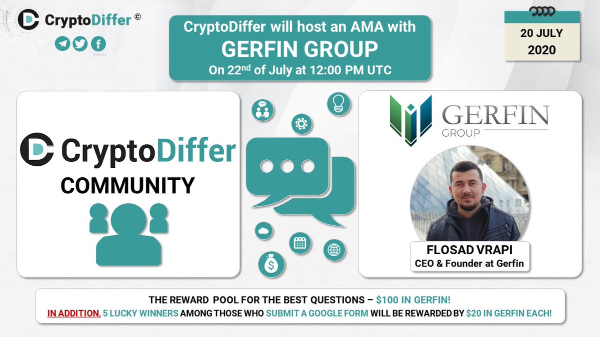 CryptoDiffer's tweet photo. ❗️@CryptoDiffer will hold an AMA with @GerfinGroup on the 22 of Jul at 12 PM UTC in the CryptoDiffer Chat!

The rewards pool for the best questions is $100 in $GERFIN! In addition, 5 lucky winners will receive $20 in GERFIN each filling up the form 👉 https://t.co/y4DPQOqxNz https://t.co/yjNAgHoKGZ