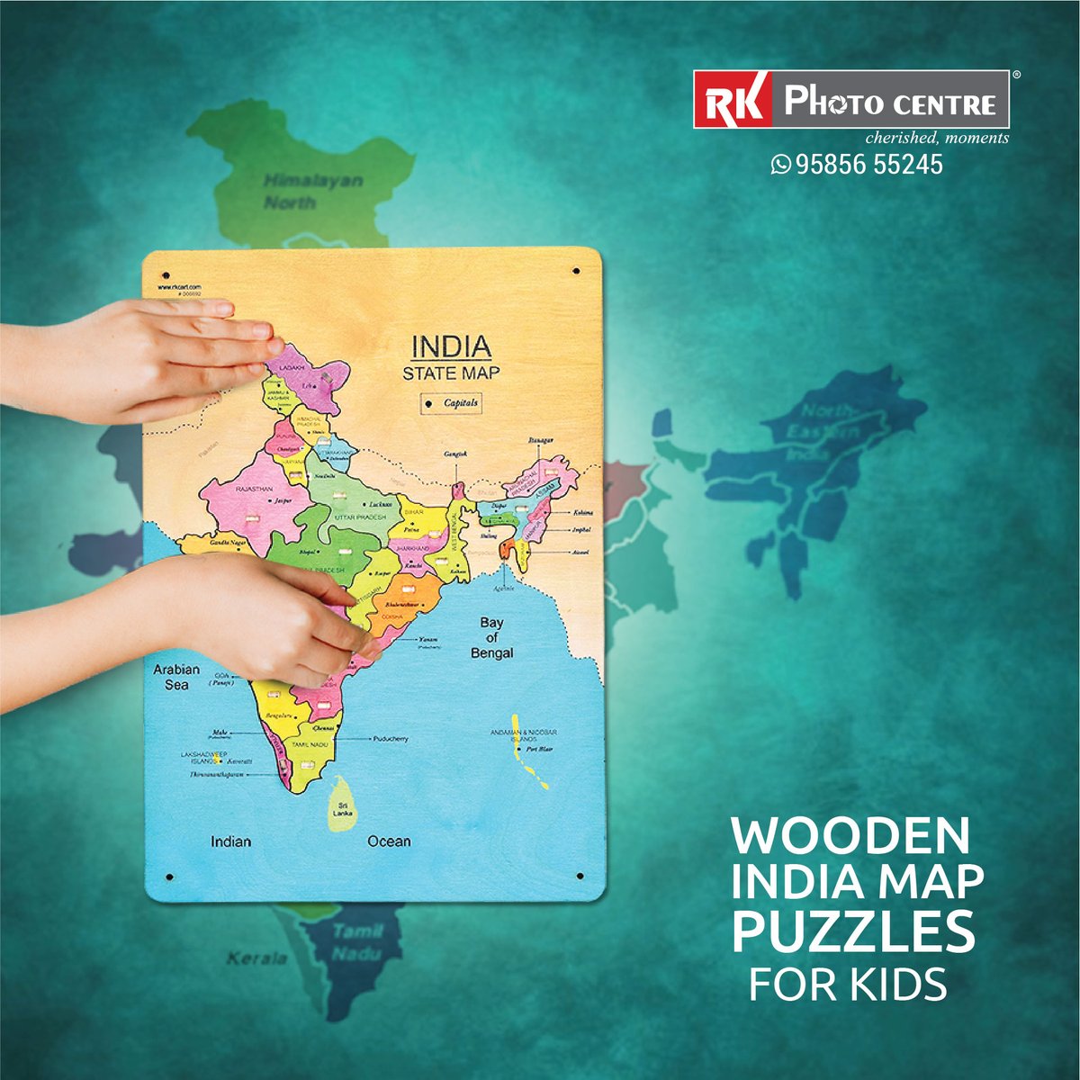 RKphotocentre's tweet image. Puzzles serve as one of the best gifting options for toddlers and young kids. This India Map Wooden Puzzle Board for Kids is a great Educational Toy and Learning Aid. 

Shop at Amazon - tinyurl.com/yd268wf4

#mappuzzle #puzzles #kidspuzzles #kidsgifts