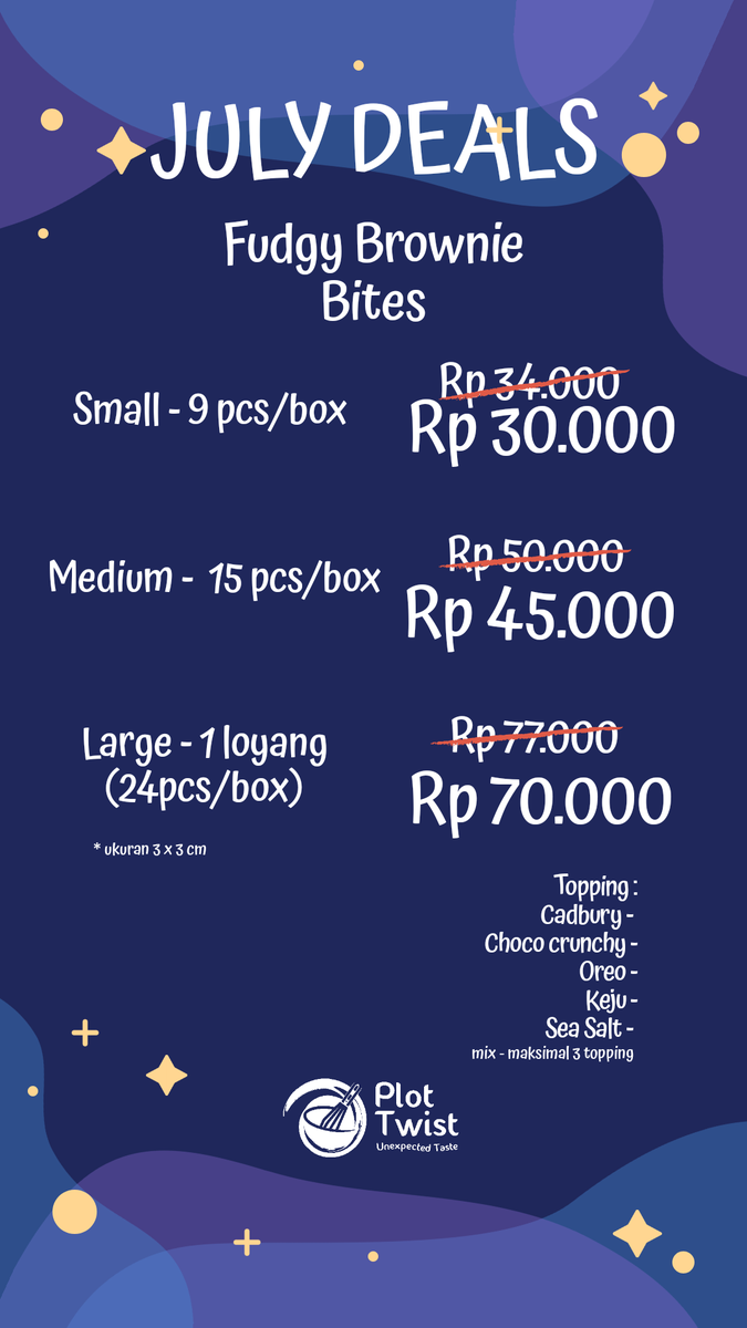 aprilptr's tweet photo. Rang orang batam mungkin boleh check ig jualanku (@plottwist.bth), aku jual brownies gitu gaess, bagi yg suka brownies mungkin bersedia membeli dan mencoba brownies ku. Oh ya bulan Juli ini lg ada promo yaa, terimakasih🥰🥰 https://t.co/INXsUIgjt1