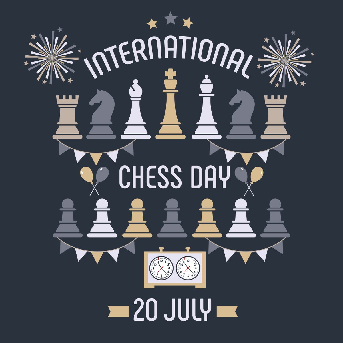 FIDE_chess's tweet photo. Happy #InternationalChessDay! ♟️

We wish everyone fun games, great moves, bright ideas, and right strategies, on and off the chessboard! 

#chess #FIDE https://t.co/d4IOmpQDKY
