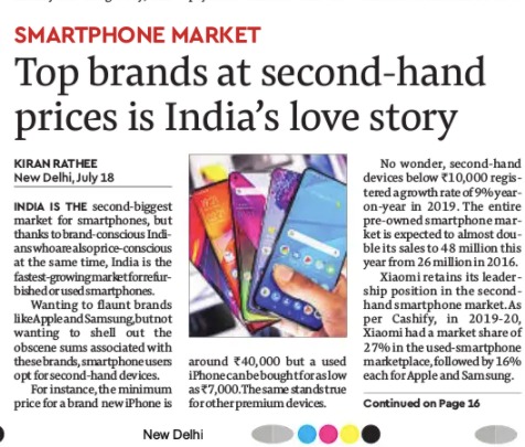 Cashify_'s tweet photo. India❤️s to go refurbished, becomes the "fastest-growing second-hand smartphone market"
More from our research on @FinancialXpress: https://t.co/XpqpUsxDls https://t.co/6A1E4xRJBJ