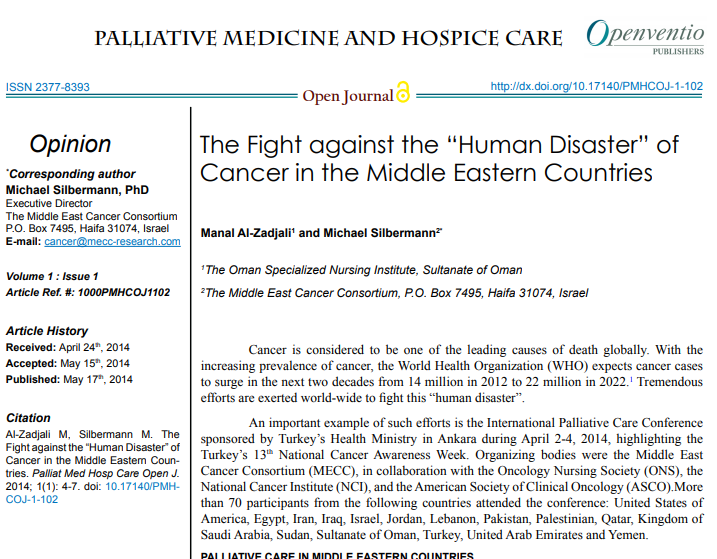 PMHCOJ's tweet photo. The Fight against the “Human Disaster” of Cancer in the Middle Eastern Countries
Article Link: https://t.co/HzAa5cIH2l
#HospiceCare #Oncology #MiddleEasternCountries https://t.co/IgdGxebves