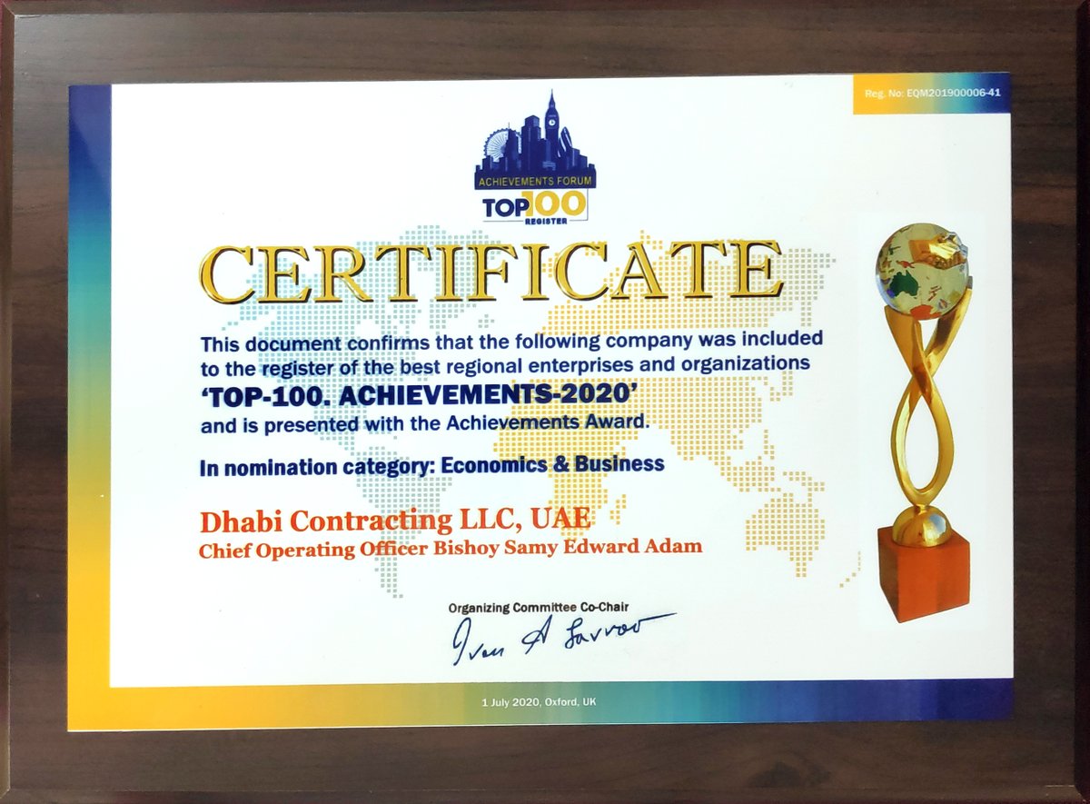 dhabicon's tweet photo. Top100 Achievements Award #dhabicontracting #dhabi https://t.co/ETJZY7ahDU