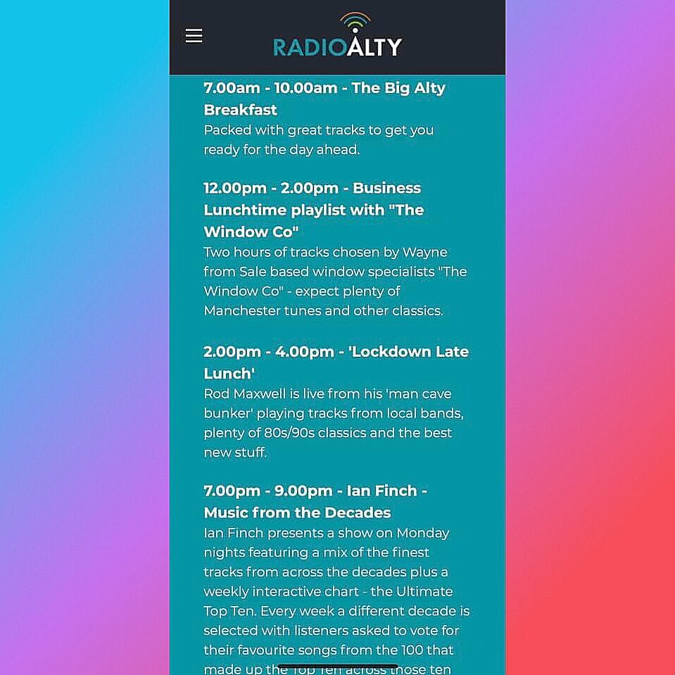 RadioAlty's tweet photo. Good morning & happy Monday!
We’re back with some great shows to brighten up your Monday. Starting with the #BigAltyBreakfast & #TheWindowCo playlists, followed by #lockdownlatelunch with @rmax70 & #musicfromthedecades with @ianfinchtv
Listen online, Alexa, Streema or the RAapp https://t.co/hCTIeL6a8S