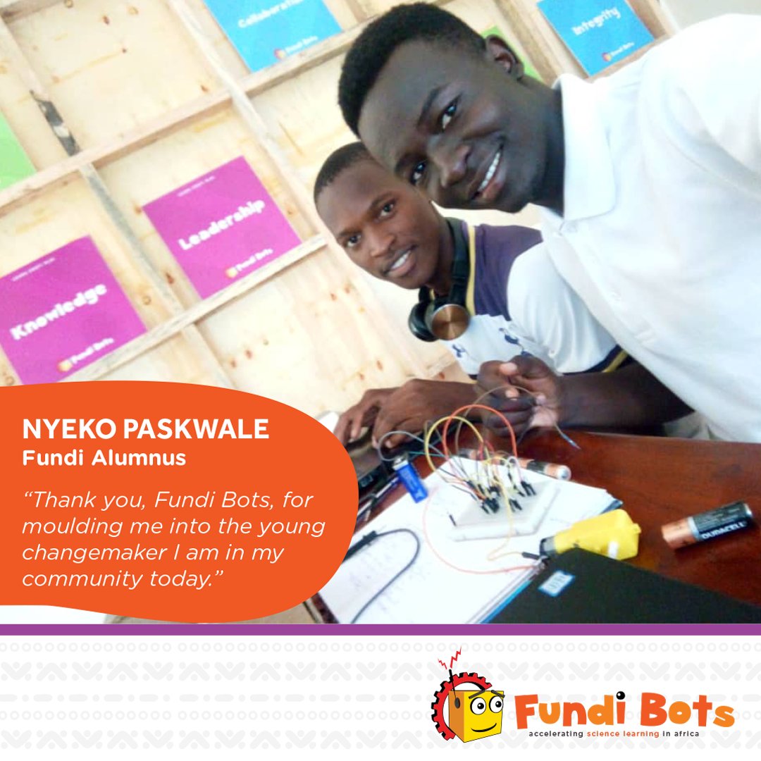 FundiBots's tweet photo. "I am a third-year student from Gulu University, pursuing a Bachelorโs degree in Information and Communications Technology who successfully completed his 2 month internship training at the Fundi bots Gulu offices...
#FundiBots https://t.co/ZcdhJviIRn
