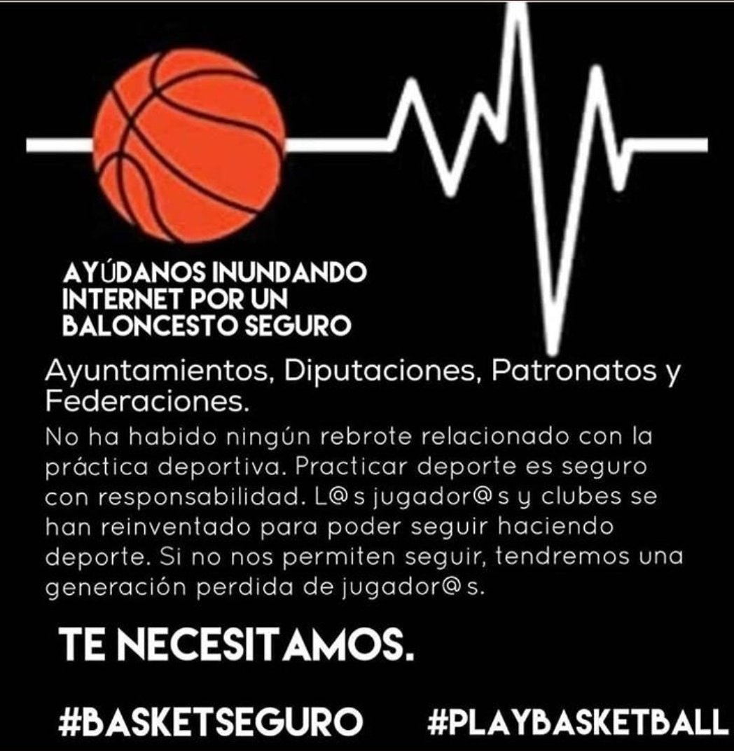Apoyar la práctica deportiva es fundamental, desde los más peques hasta los más veteranos queremos disfrutar del deporte juntos. La responsabilidad y la seguridad está patente y es posible. #querenosunañodebasket #lacompeticionesposible #laformaciondebeseguir #apoyaalbasket