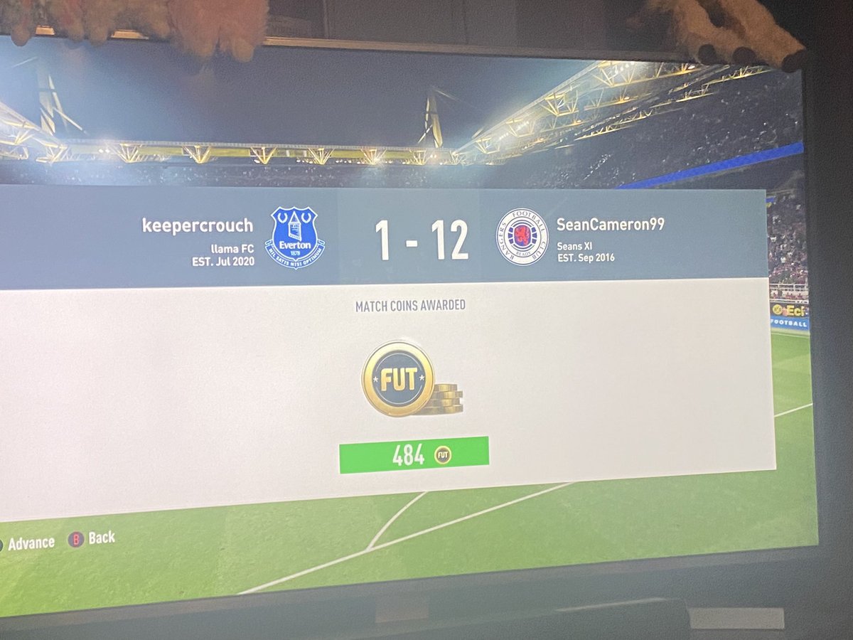Keepercrouch's tweet photo. Dear @EASPORTSFIFA what the f**k is wrong with your match making system? Played 5 games and got killed like 12-0 and 13-0 then got ranked to division 9 and still get teams with this? How can someone that doesn’t want to spend £1,000,000 on packs compete? https://t.co/lbC2YXgeKs