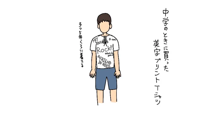#あなたをパジャマに例えると

中学の時に買った英字プリントのtシャツ 