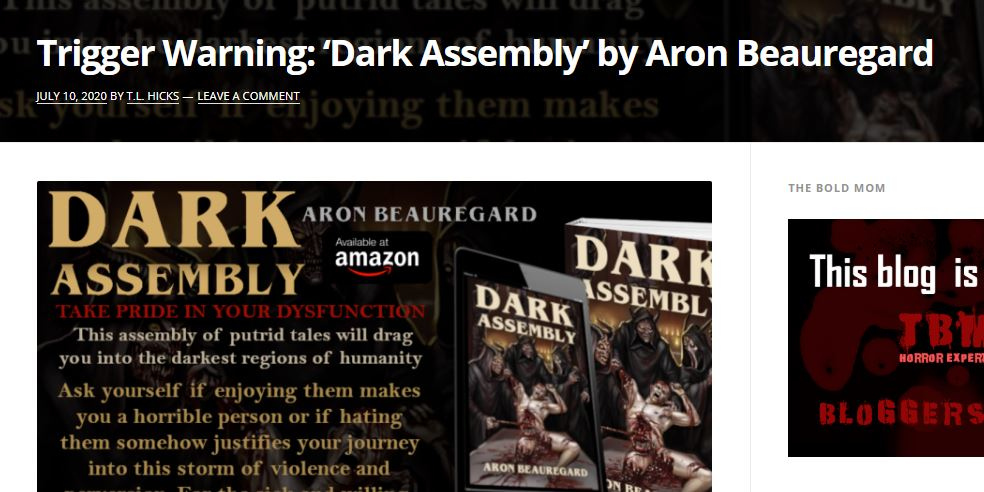 tbmhorror's tweet photo. Thank you to @MysticalMedia for the shouout on DARK ASSEMBLY by @AronHorror !!
Check out her website ππ»ππ»ππ»
Trigger Warning: 'Dark Assembly' by Aron Beauregard https://t.co/OC63EX1yv2
#horror #horrorblogger #blogger #horrofeature #bookfeature https://t.co/zXgVJGlh9D