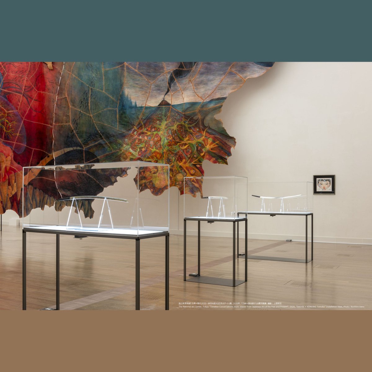 NACT_PR's tweet photo. 【#TimelessConversations 】Don't miss the experience the evocation of Primitive Stories of People and Animals that the combination of #TomokoKONOIKE 's huge work "Drop Curtain of Cowhide"& these swords creates!
⚠️Reservation Necessary(in Japanese only):
https://t.co/F4rhdqjXik https://t.co/vov1vlC7DU
