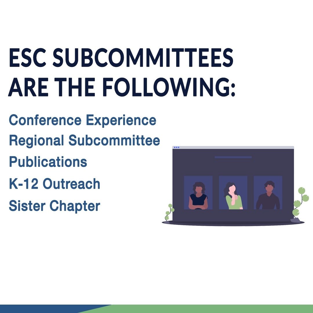 aiche_esc's tweet photo. ESC Subcommittees are the following:⁣
⁣
🎤 Conference Experience⁣
🌎 Regional Subcommittees⁣
📱 Publications⁣
🙌 K-12 Outreach⁣
🤝 Sister Chapter⁣

.⁣
#aiche #aichesc https://t.co/5UvqEdnEIU