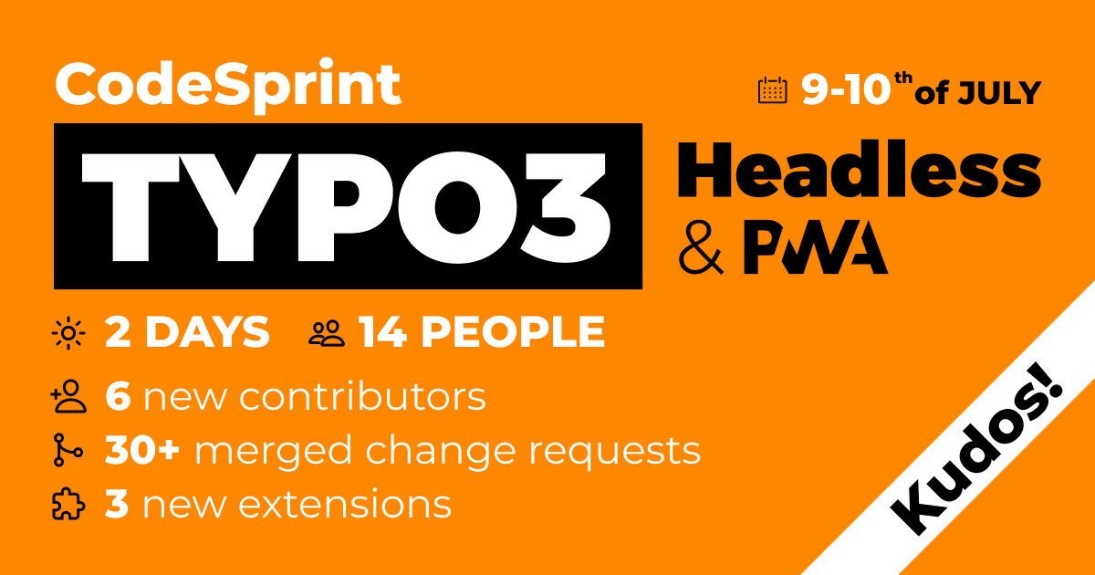 macopediapl's tweet photo. The #TYPO3 #Headless and #PWA #CodeSprint is behind us👌Big Kudos to all participants and new contributors for 30+ merged #changerequstes and amazing work 👏👏 Fell free to join us and the #opensource #inititive in the long term! #progressivewebapps @typo3 #t3pwa https://t.co/PLLMkmQ20d