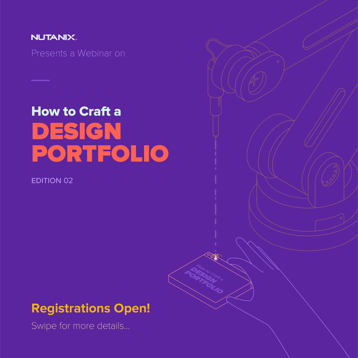 NutanixDesign's tweet photo. We are thrilled to invite you for edition 2 of 'How to craft a Design Portfolio', a webinar for students and early professionals. Join us as we share our insights on the nuances and finer details involved in crafting an impactful portfolio.
Registration: https://t.co/splyKiBfiA https://t.co/QderSYWnsv