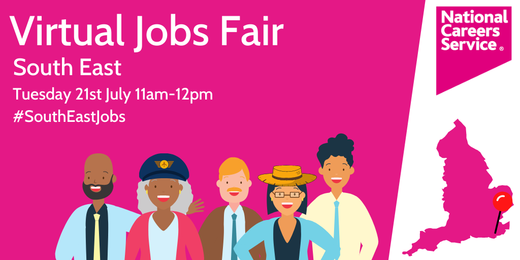 Tomorrow the <a href="/NationalCareers/">National Careers</a> Service# VirtualJobsFair will be taking place from 11 am - 12 midday, 21 July, across the South East! 
Simply search #JobsHour or follow <a href="/CareersSE/">National Careers Service South East</a> to find vacancies in the <a href="/coast2capital/">Coast to Capital</a> area!
More➡️nationalcareers.service.gov.uk/#ldn3

<a href="/HMGLondonSE/">HM Government London & South East</a>  #Careers