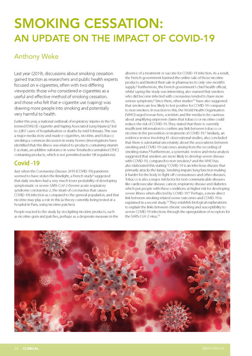 DrRichHolliday's tweet photo. 'Smoking cessation: An update on the Impact of COVID-19' Excellent work by @WekeAnthony for @BSDHTUK 's scientific journal, Dental Health. Useful update for the dental team. #nuphsi @FMSgradschool @NewcastleSDS @StudentsNCL @PhDProf1 https://t.co/MfXbFmcNXY
