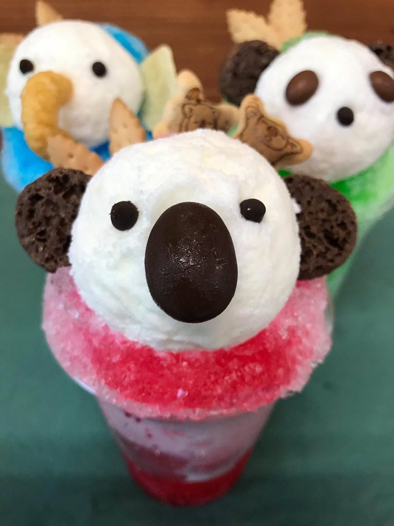 おまとめ　キリン、ゾウ、かき氷 かわいいどうぶつかき氷販売中！ いちごあら、めろんぱんだ、ブルー