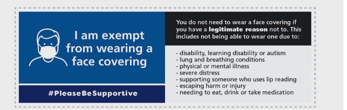 ELumgair's tweet photo. For those that need this. Not everyone can wear a mask or face covering #pleasebesupportive https://t.co/hEoIvRSvOT