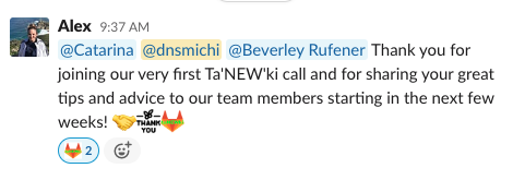 dnsmichi's tweet photo. Our new Ta'NEW'ki pre-onboarding call @gitlab is a great way to welcome everyone and share experiences and tips for an amazing start into a new adventure 🦊 I love this so much ❤️

https://t.co/RTSHrNxhm6 #LifeAtGitLab https://t.co/S8JlXgagsi