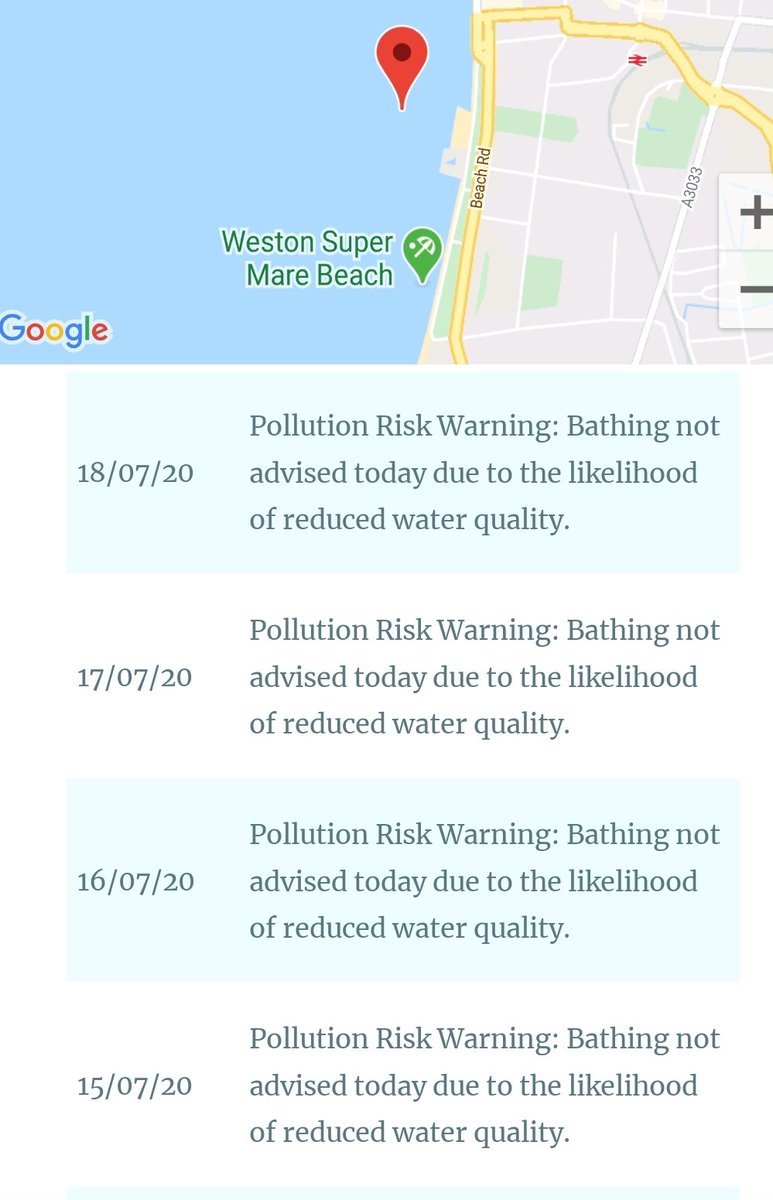 GEO__Joe's tweet photo. Weston beach pollution risk, water is  unswimmable 6 days in a row so far, is the council doing anything to improve water quality?  @NorthSomersetC @WestonSeafront https://t.co/wfAx9kTAX7