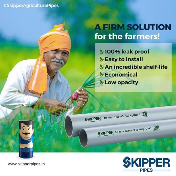 Agricultural pipes They are 100% leak proof and can withstand extreme temperature variations.Skipper Pipes conform to IS 4895 standard & comes in various pressure capacities.

#SkipperPipes #PipingSolution #Skipper #AgriculturePipes #Sankalptraders