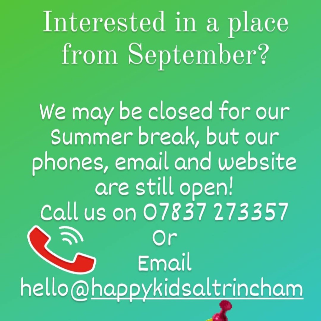 StPlaygroup's tweet photo. We are now closed for our Summer break but you can still contact us to find out more about Happy Kids and to reserve a place from September!
#happykids #agreatplacetobe https://t.co/SoBDADttbJ